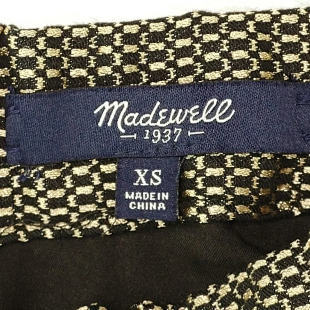 Madewell Jacquard Full Party Skirt Gold/Black Lined Pockets Elastic Wais… - Picture 7 of 8